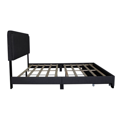 Queen Upholstered Footboard Bed with Storage, Dark Grey