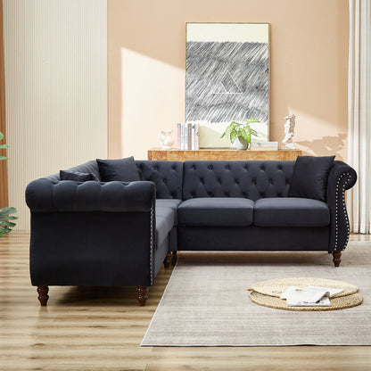 Chesterfield 5-Seater Corner Sofas with 3 Pillows