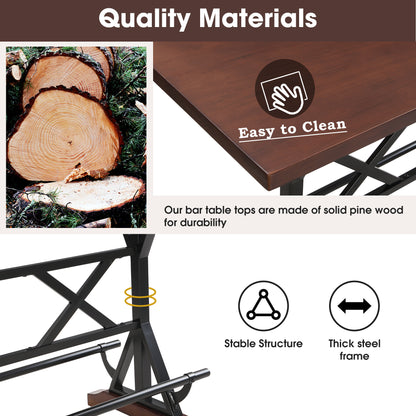 5-Piece Dining Table Set, 59" Wooden
