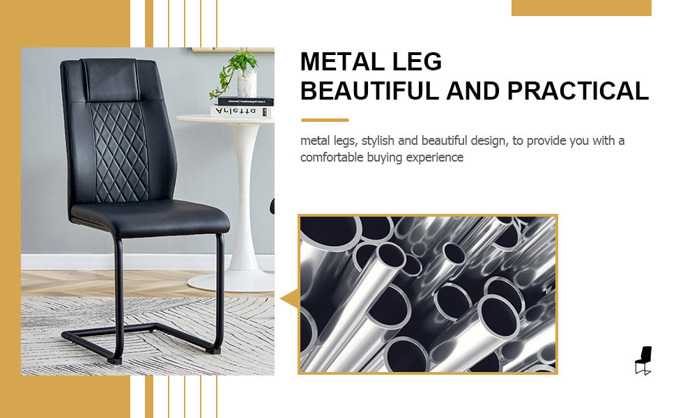modern leather chairs set of 4, black+pu