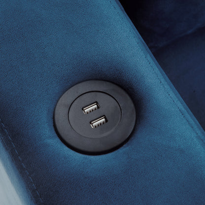 Modern L shape Sectional Sofa With USB Charging Port, Navy