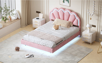 Smart LED Bed Frame with Elegant Flowers Headboard