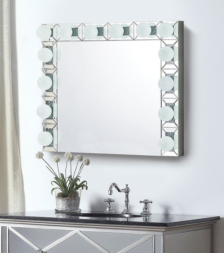 acme noralie wall decor, mirrored & faux diamonds