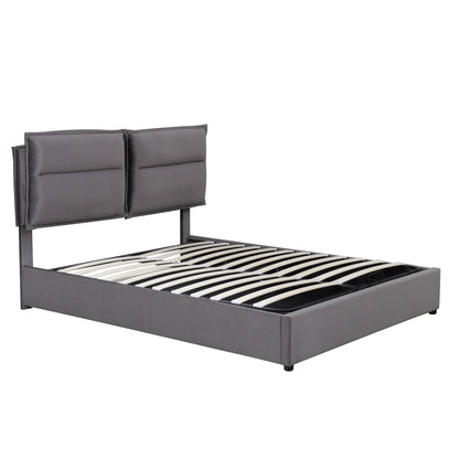 Upholstered Platform bed with a Hydraulic Storage System
