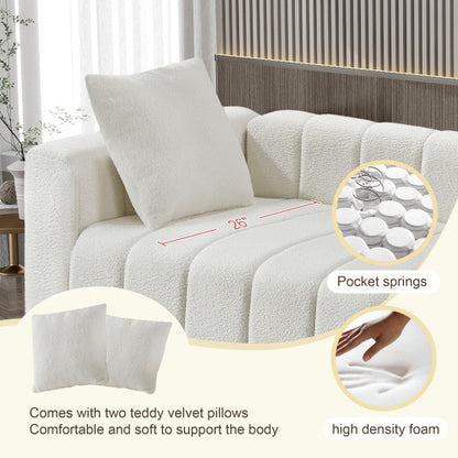 Teddy Velvet Sofa with 2 Pillows