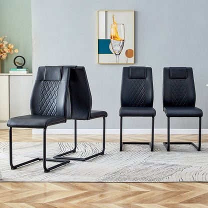 Modern Leather Chairs Set of 4, Black+PU