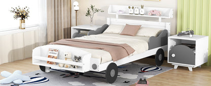 Twin Size Car-Shaped Platform Bed, White