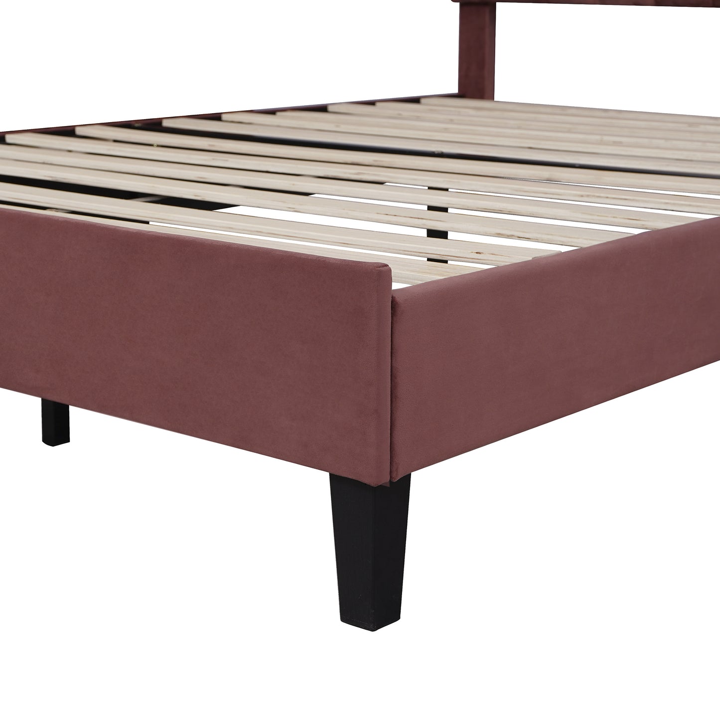 upholstered bed with flower pattern velvet headboard,
