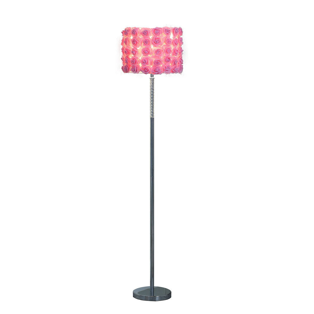 63"in pink roses in bloom acrylic/metal floor lamp