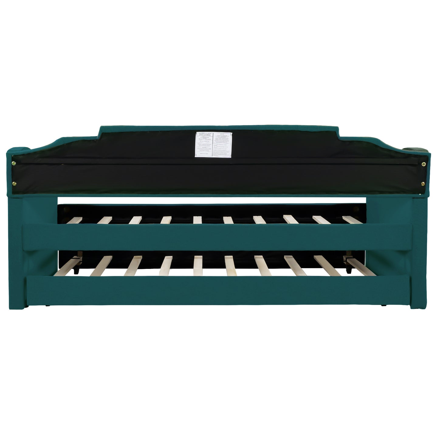 upholstered twin bed with trundle, green