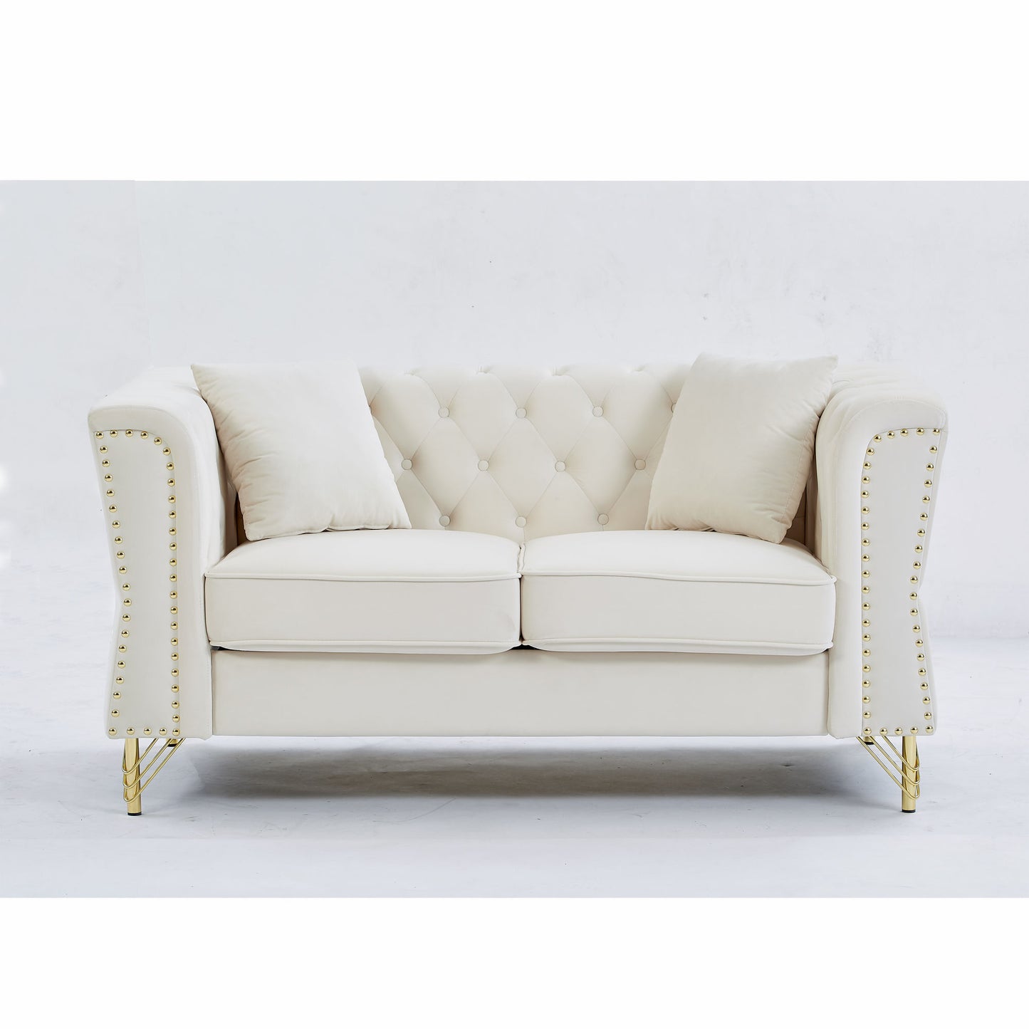 3-seater + 2-seater combination sofa tufted with 4 pillows