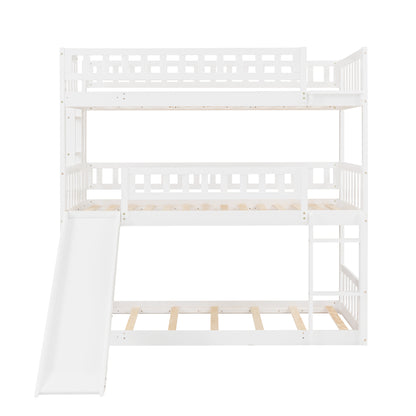 Twin-Over-Twin-Over-Twin Triple Bed with Built-in Ladder and Slide