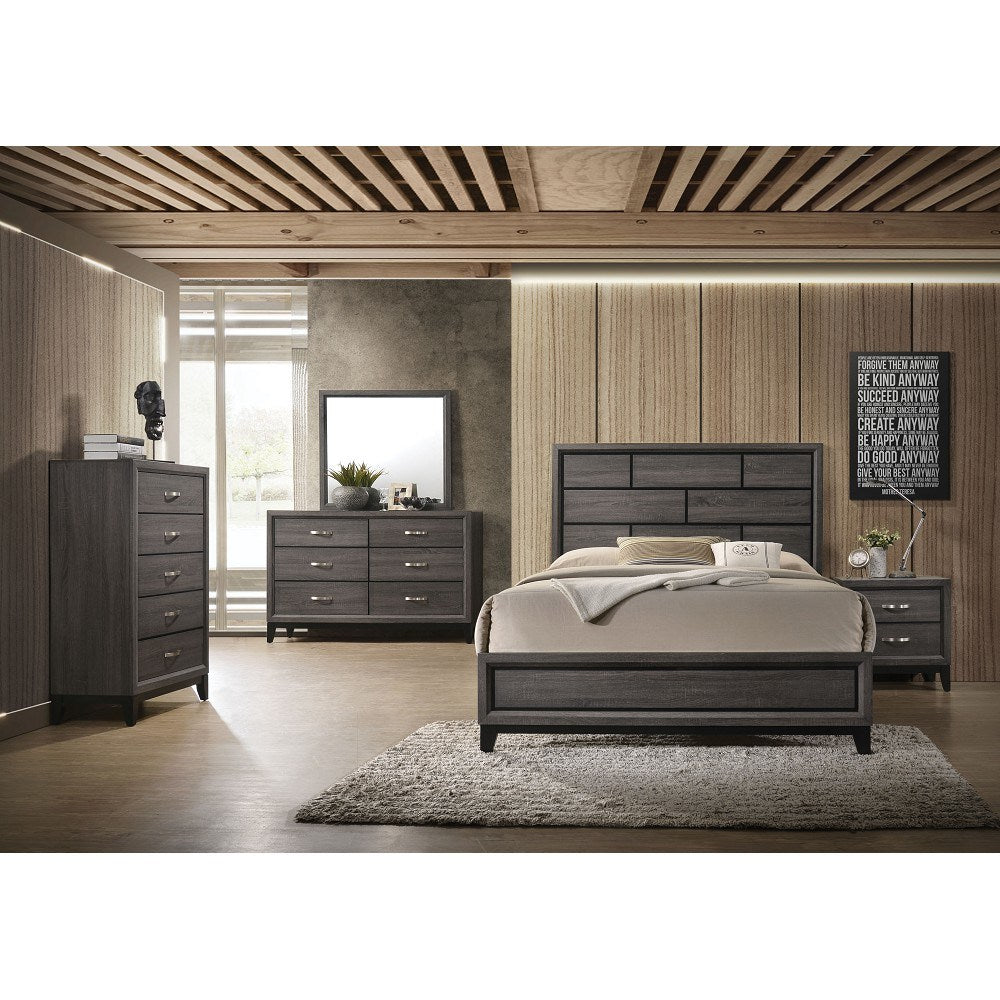 acme valdemar queen bed in weathered gray