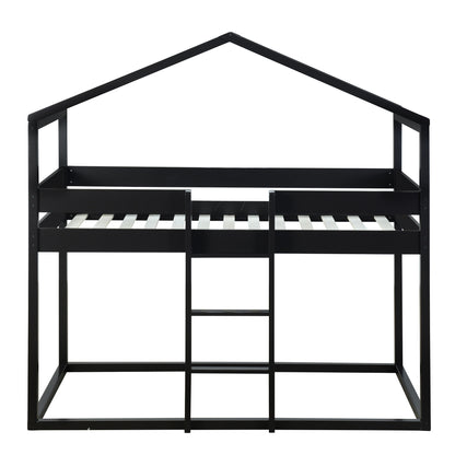 Twin Over Twin Bunk Bed Wood Bed with Tent