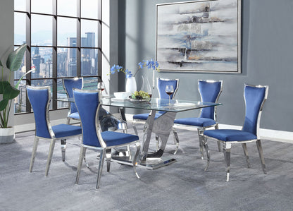 ACME Azriel Dining Table, Clear Glass & Mirrored Silver Finish DN0