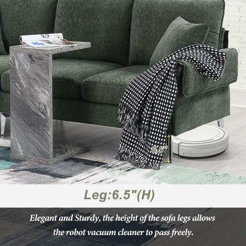 chenille l-shaped sofa with 2 pillows