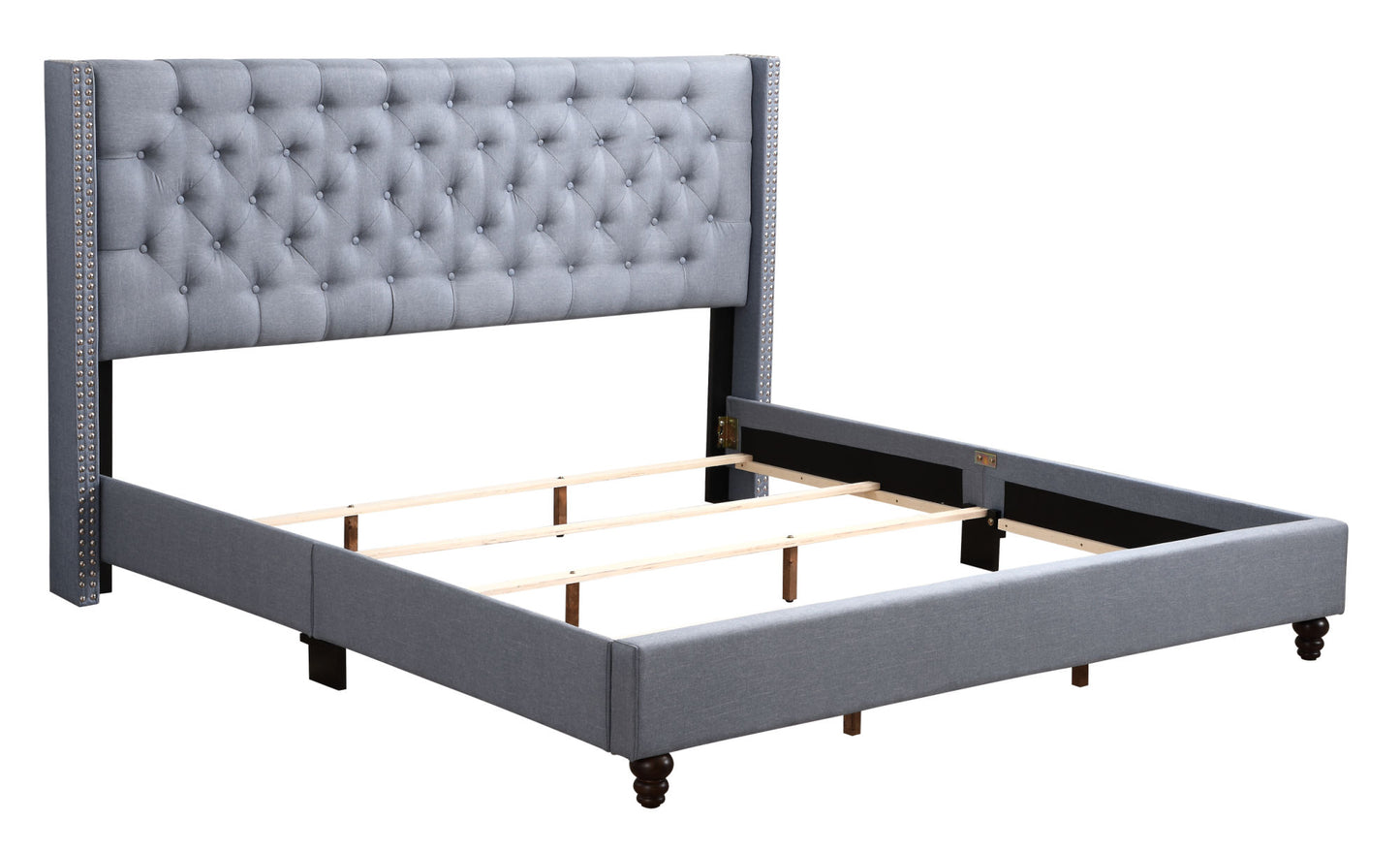 julie queen upholstered bed , blue