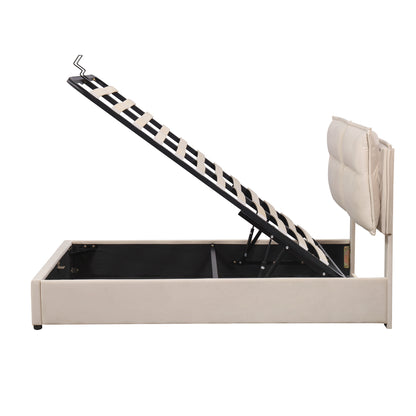 Upholstered Platform bed with a Hydraulic Storage System