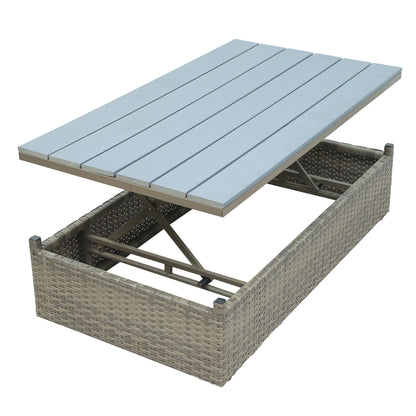 5-Piece Patio Wicker Sofa Set Cushions; Ottomans and Lift Top Coffee Table included