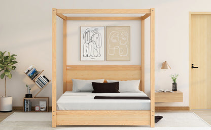 Modern Canopy Platform Bed with Headboard