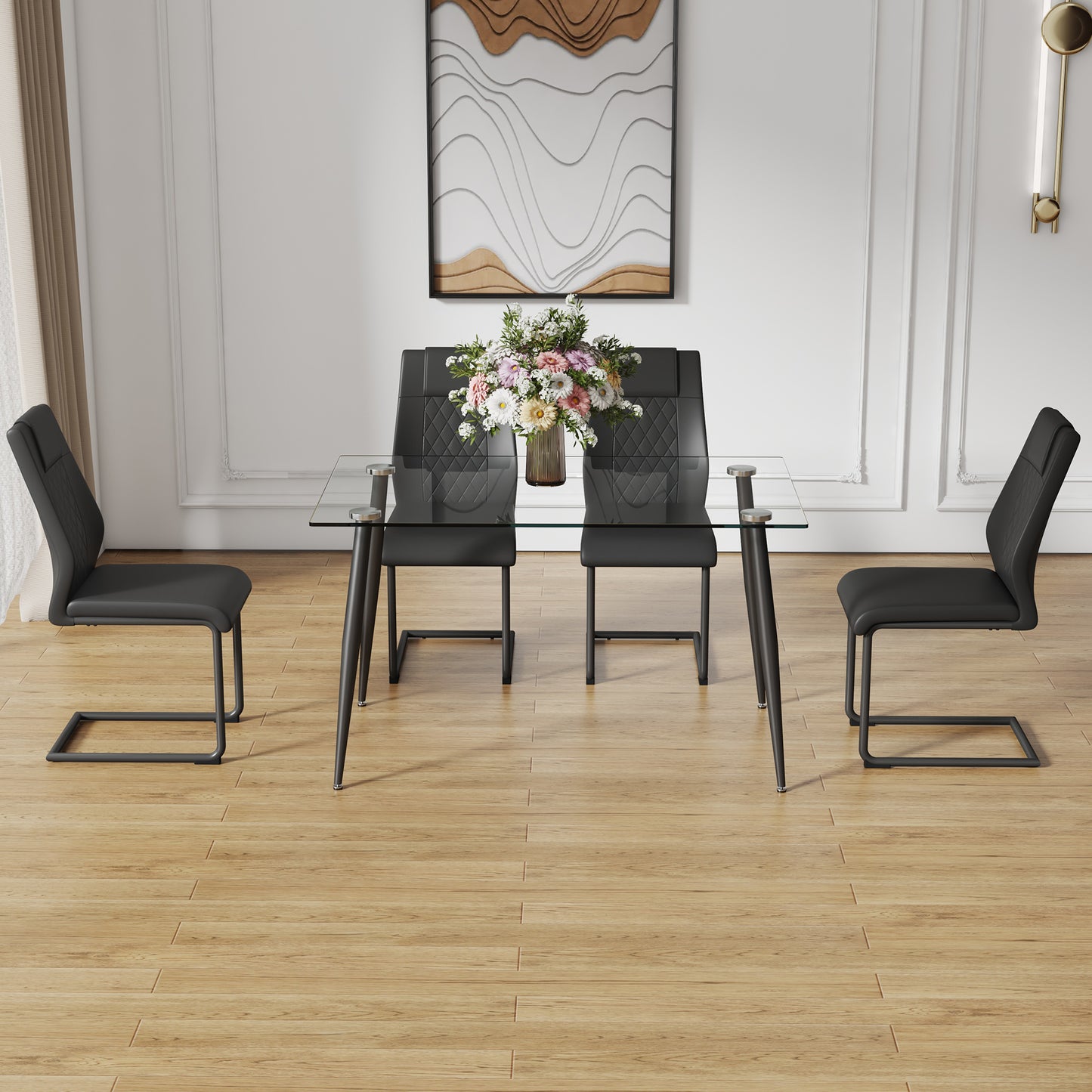 holli dining table set, black