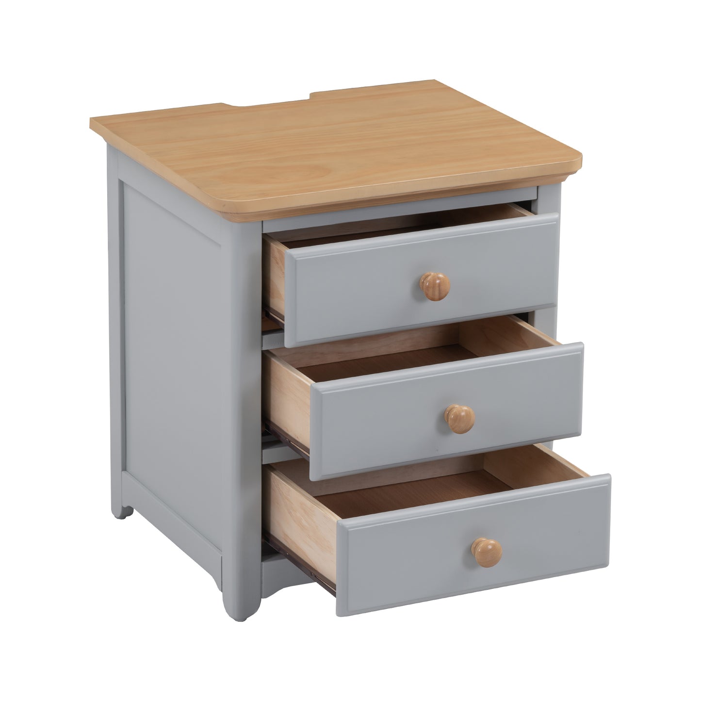 3-pieces bedroom sets with nightstand(usb charging ports) and storage chest,gray+natrual