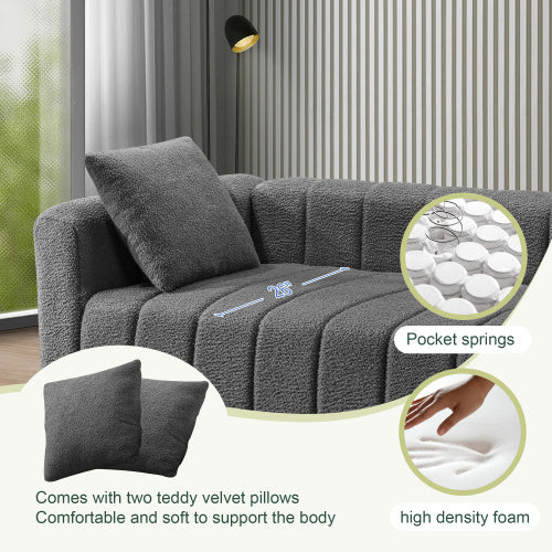 teddy velvet sofa with 2 pillows