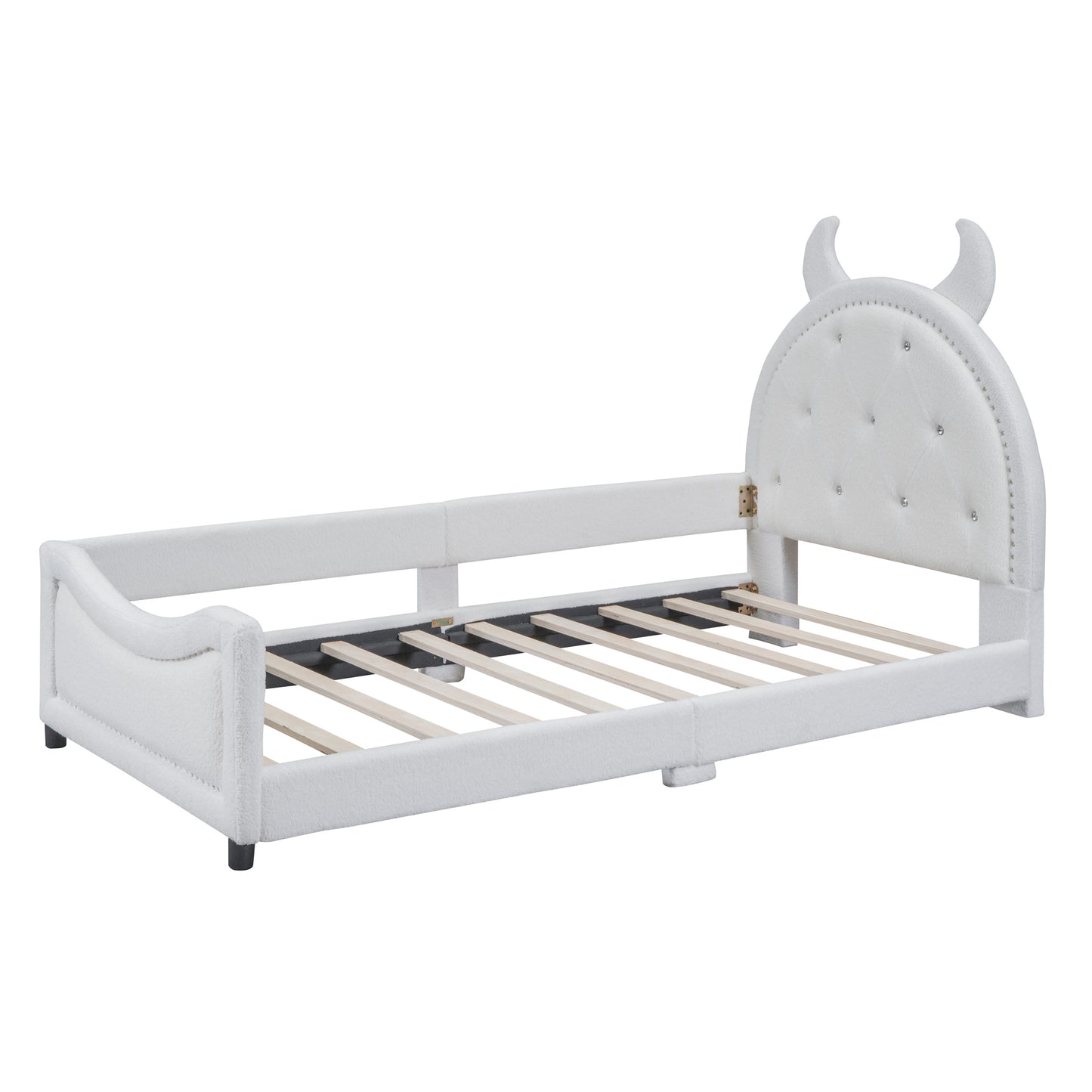 teddy fleece twin size upholstered daybed with ox horn shaped
