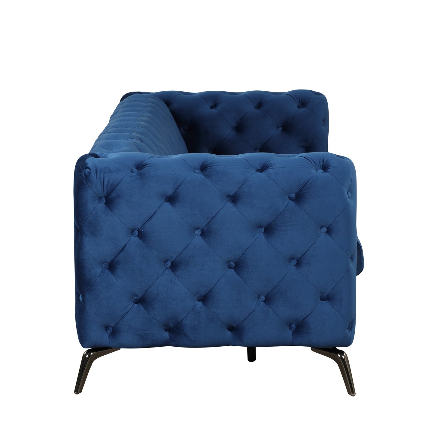 sara velvet upholstered sofa blue