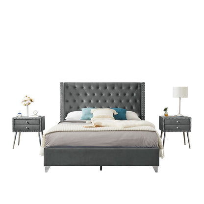 Toni Queen bed with two nightstands, + metal legs with Electroplate #2