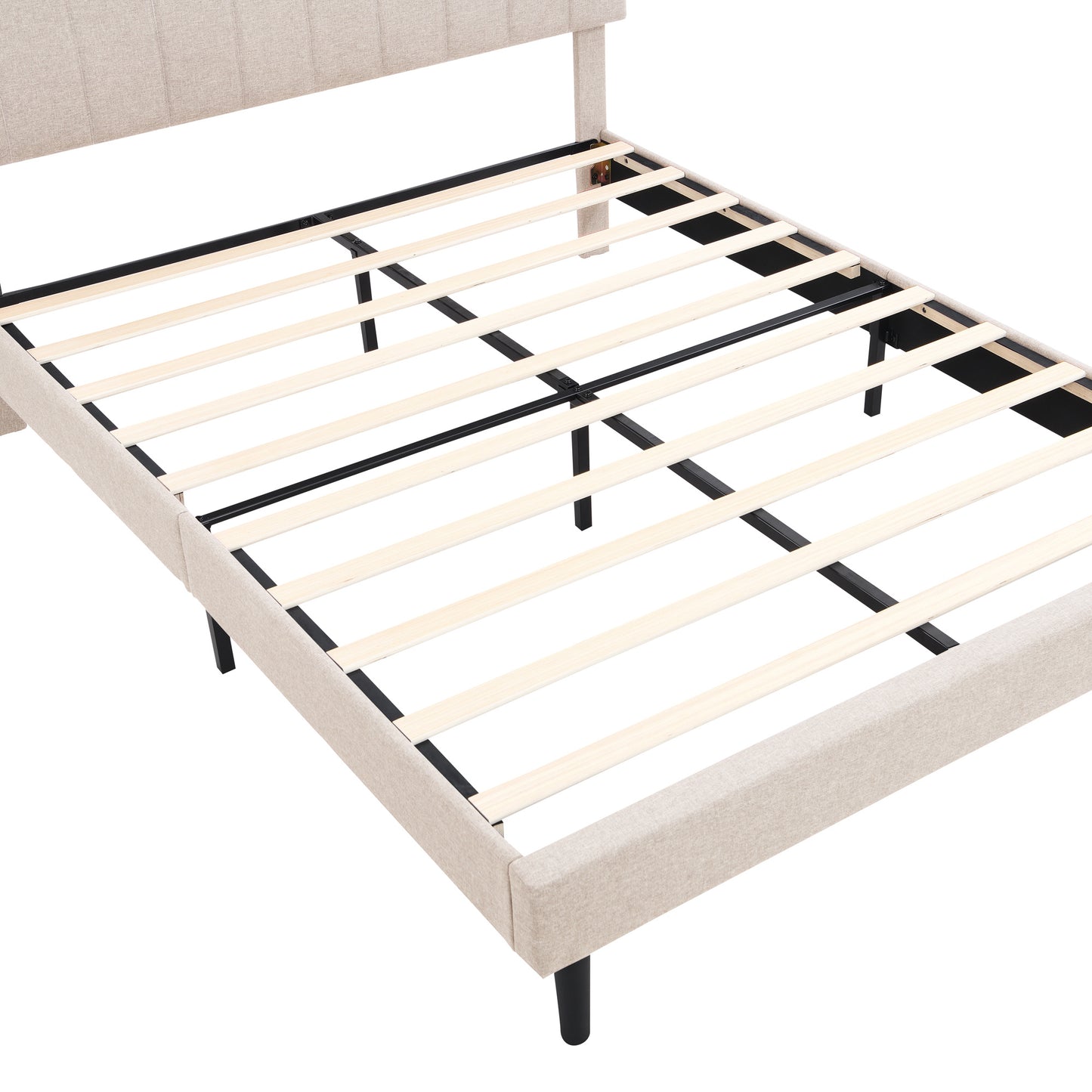 upholstered platform bed with storage headboard and usb port