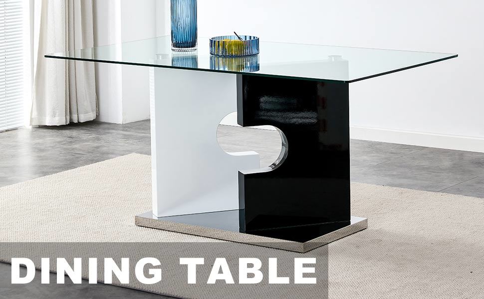 ruby 6-piece dining table set, black/white