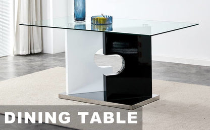 Ruby 6-Piece Dining Table Set, Black/White