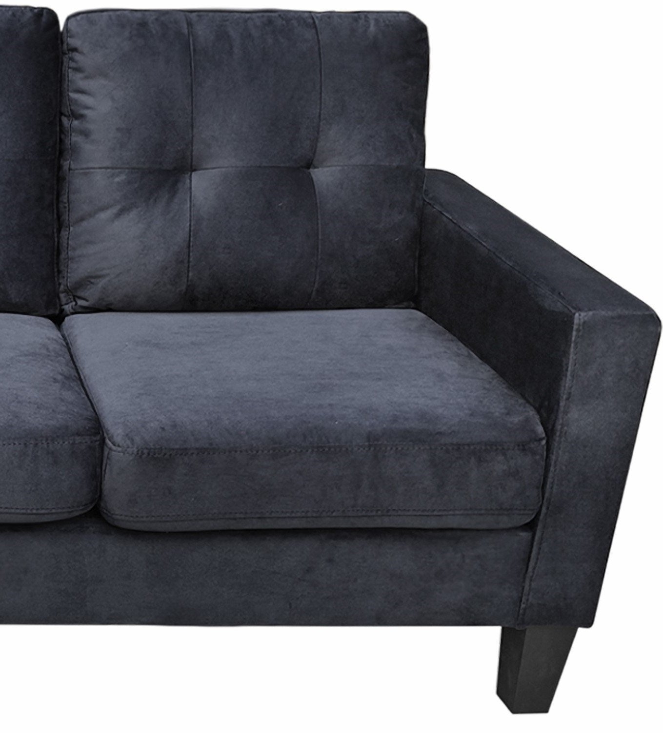 everette velvet reversible sectional sofa, black