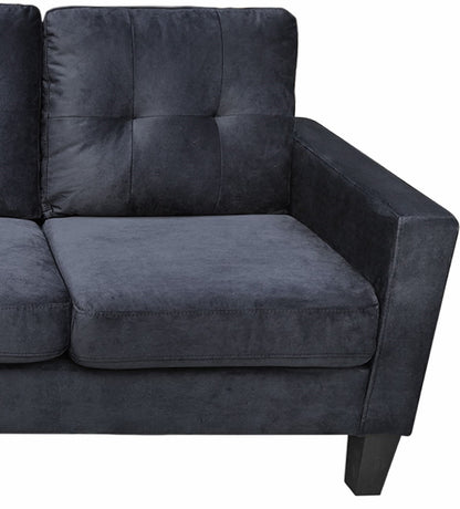 Everette Velvet Reversible Sectional Sofa, Black
