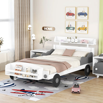 Twin Size Car-Shaped Platform Bed, White