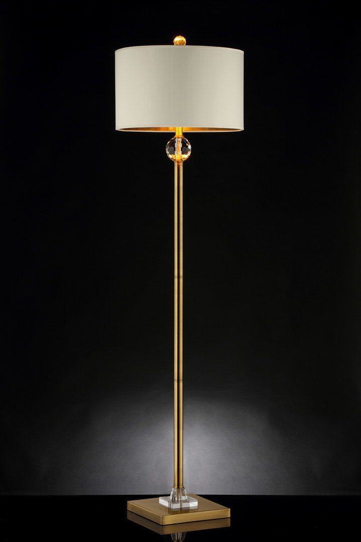 63.25-inch perspicio solid crystal orb gold column floor lamp