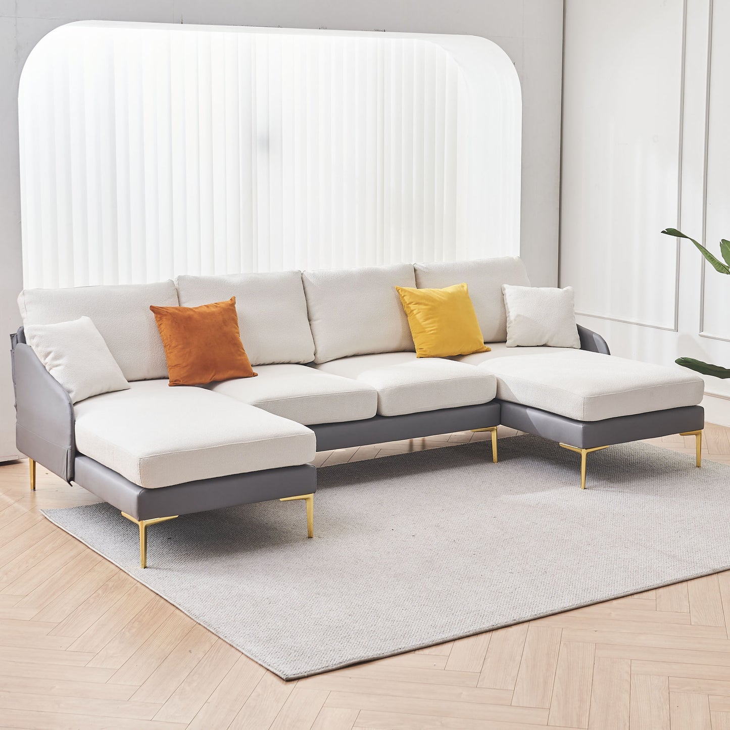 holly comfy sectional, gray+white