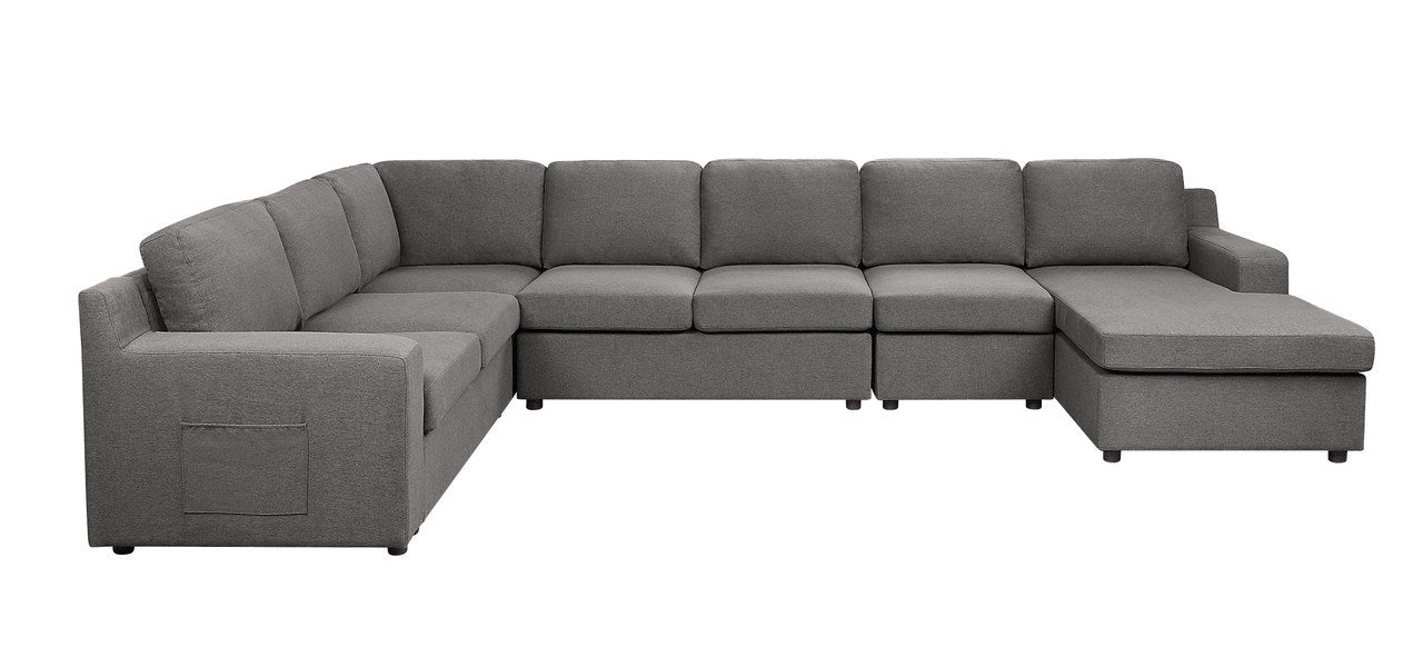 waylon 7-seater u-shape sectional sofa chaise with pocket