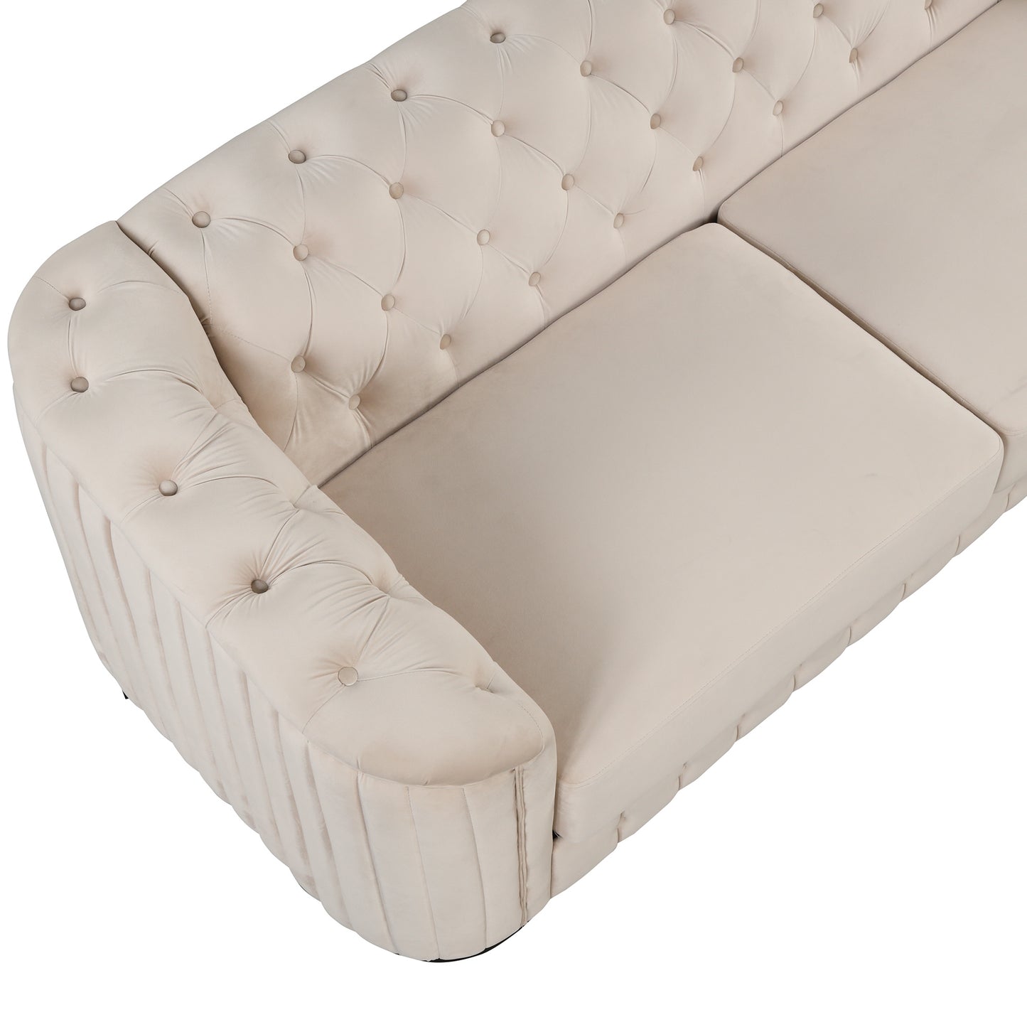 mid century velvet upholstered sofa