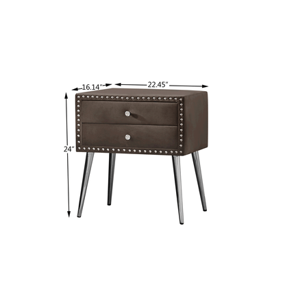 B109 Queen bed with two nightstands, + metal legs with Electroplate