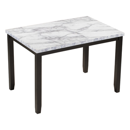 Faux Marble 5-Piece Dining Table Set ,White/Beige+Black