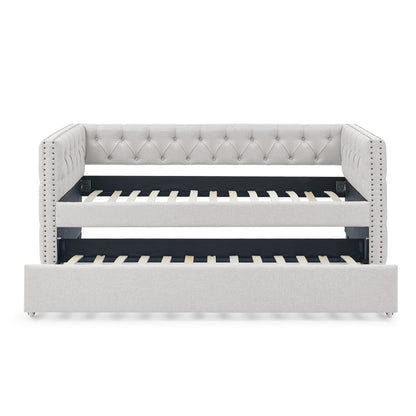 Daybed with Trundle Upholstered Tufted Sofa Bed