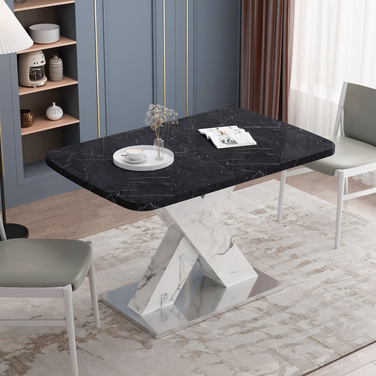 lux extendable marble square dining table