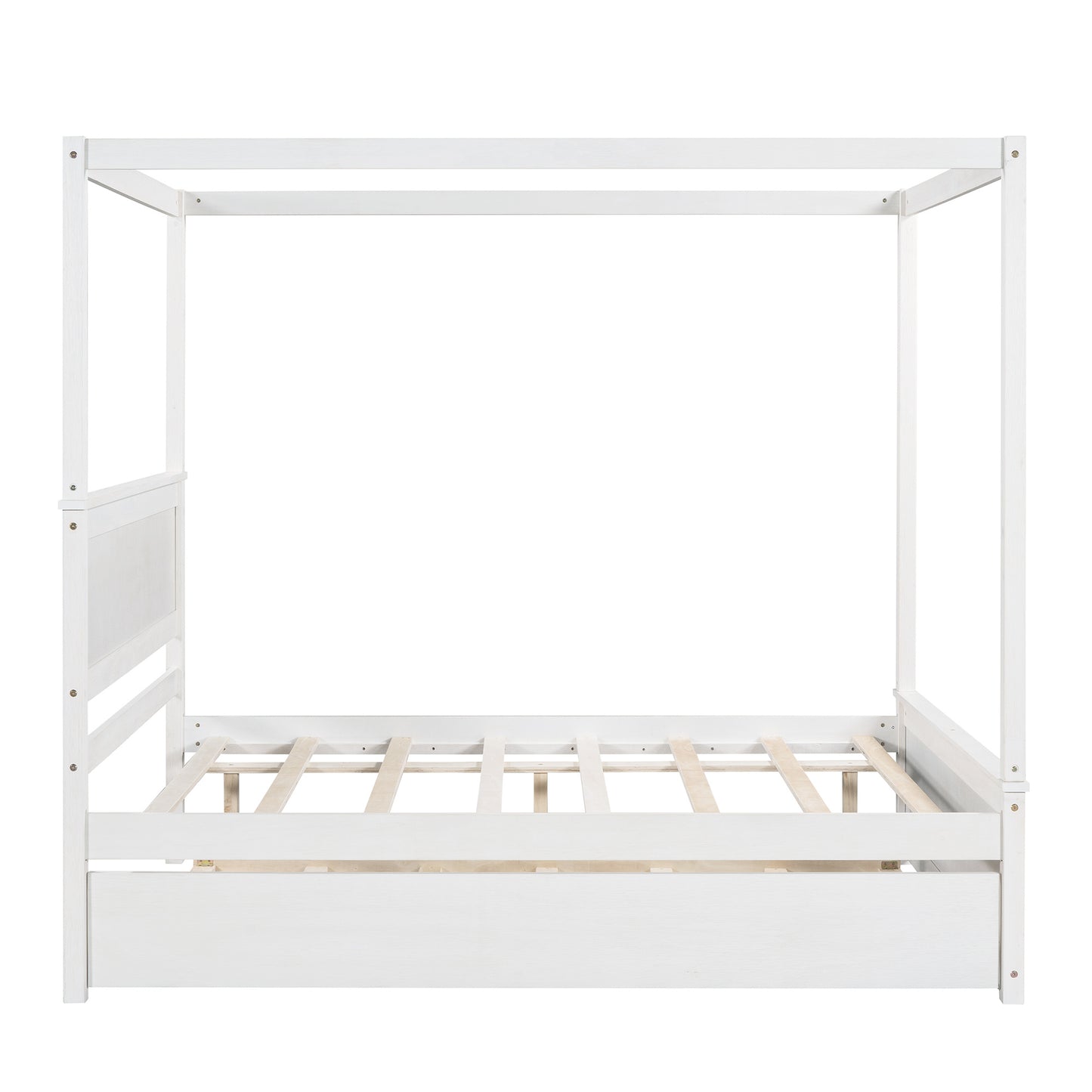 wood canopy bed with trundle