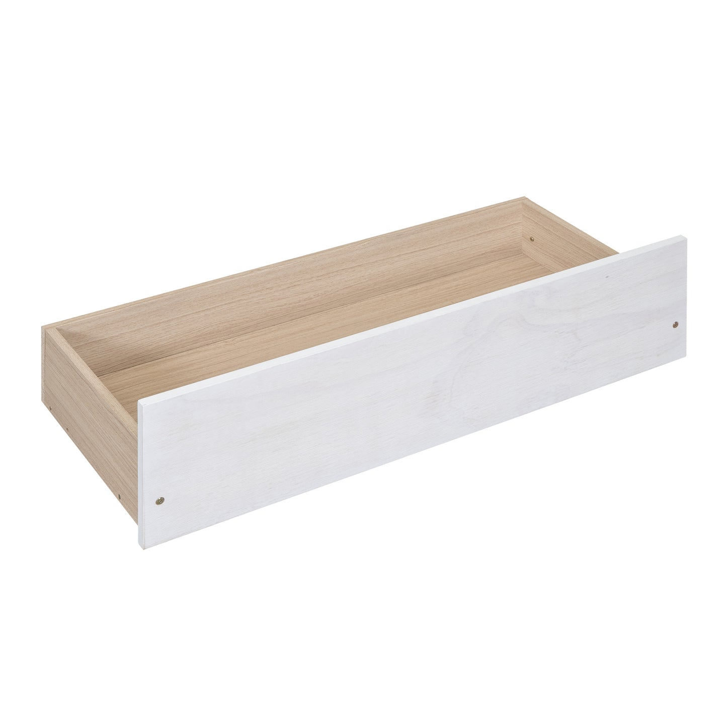 wood canopy bed with two drawers, white