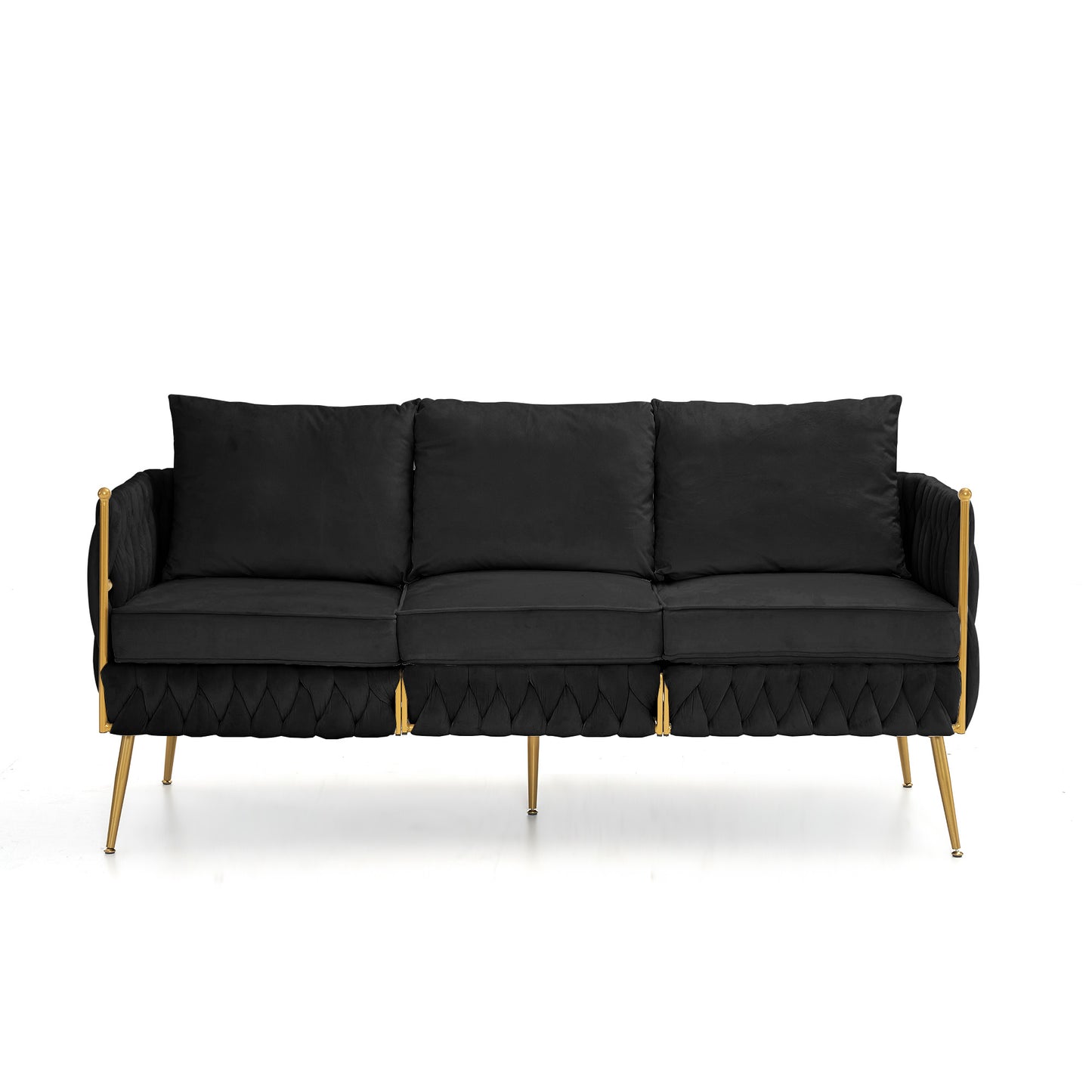 fiona fluffy tufted upholstered sofa set, black velvet