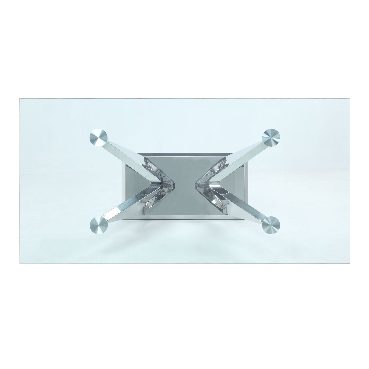 acme azriel dining table, clear glass & mirrored silver finish dn0