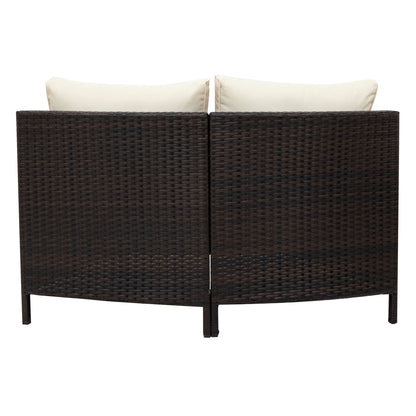 5 Pieces All-Weather Brown PE Rattan Wicker Sofa Set
