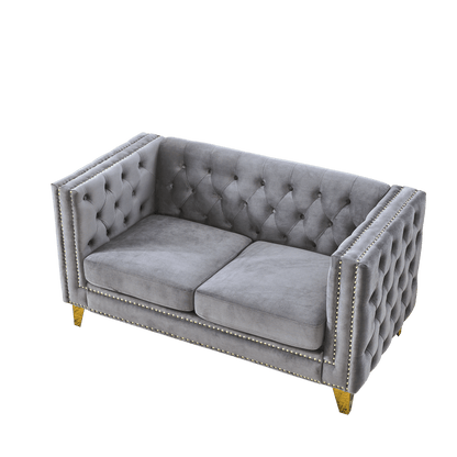 3-seater + 2-seater Combination Sofa, Grey Velvet